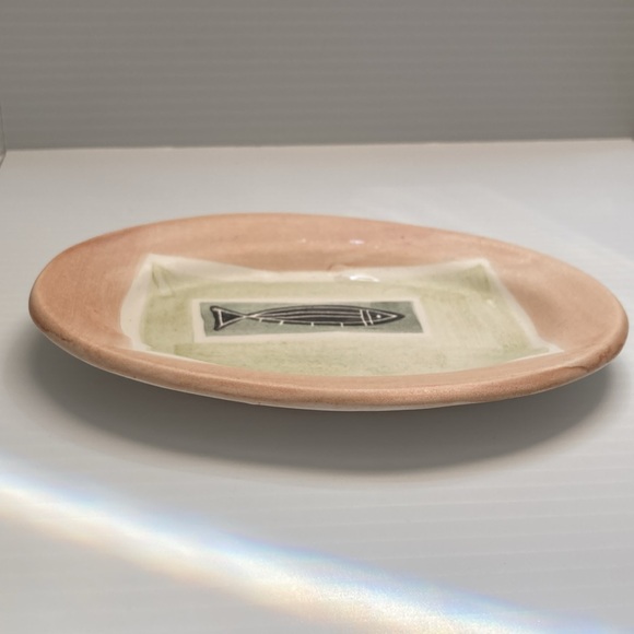 Trinket Dish Soap Dish Fish Oval Pottery Ceramic 6.5 x 4.75 inches - Picture 3 of 7